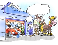 Farmer wants car wash on horse buggy